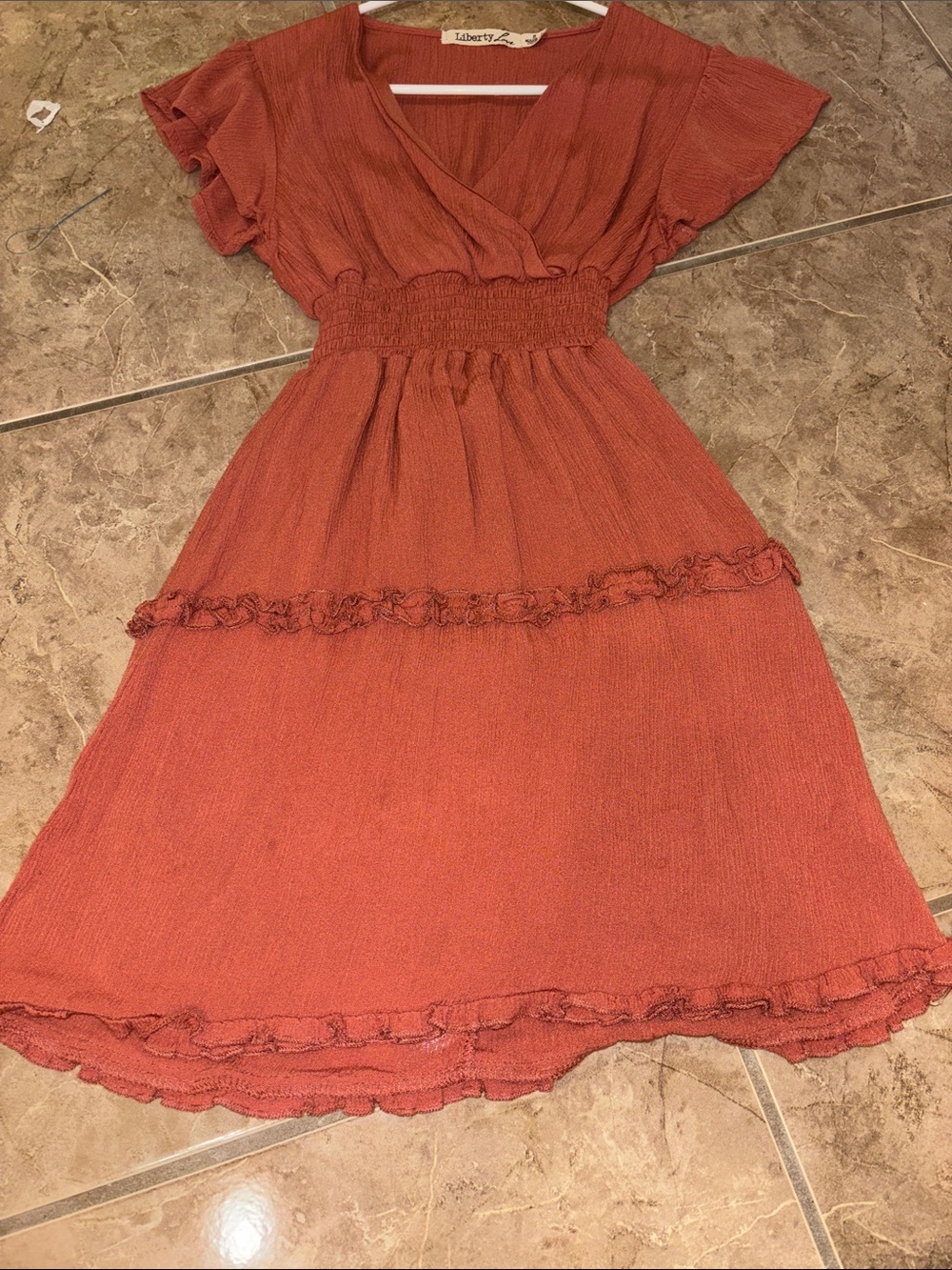 Liberty Love Rust Red Ruffle-Tier Dress - Picture 4 of 7
